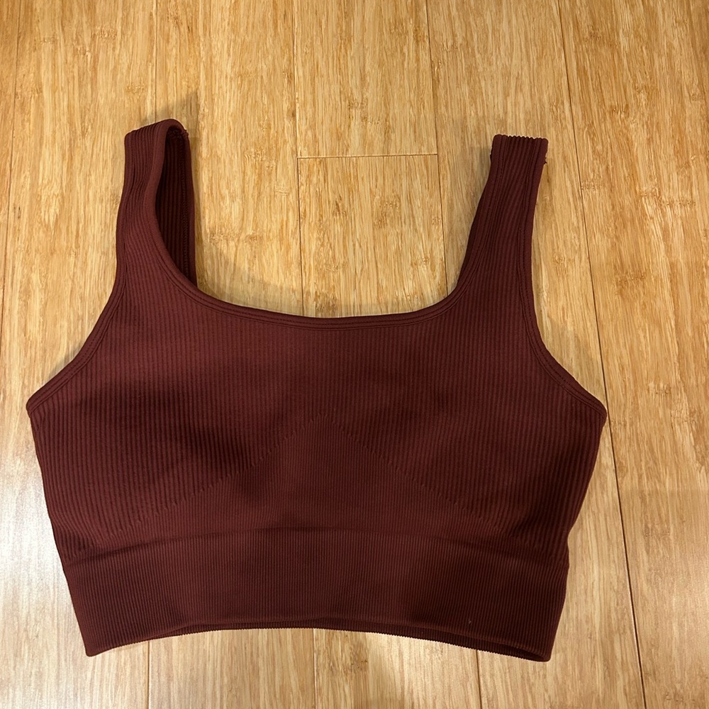 Brown Ribbed Two-Piece Workout Set - image 2